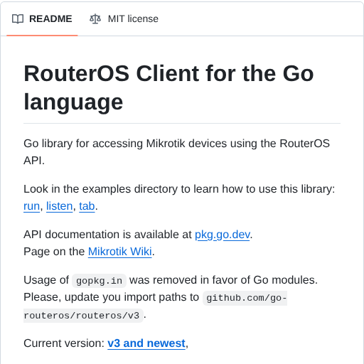 Go Routeros Routeros screenshot