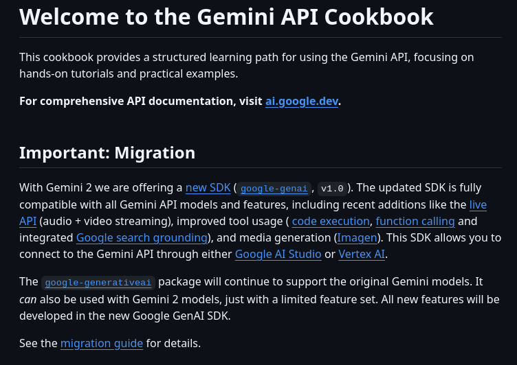 Google Gemini Cookbook screenshot