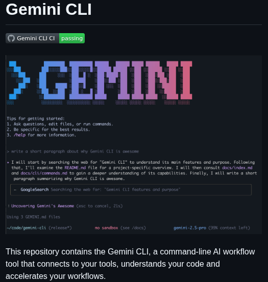 Google Gemini Gemini Cli screenshot
