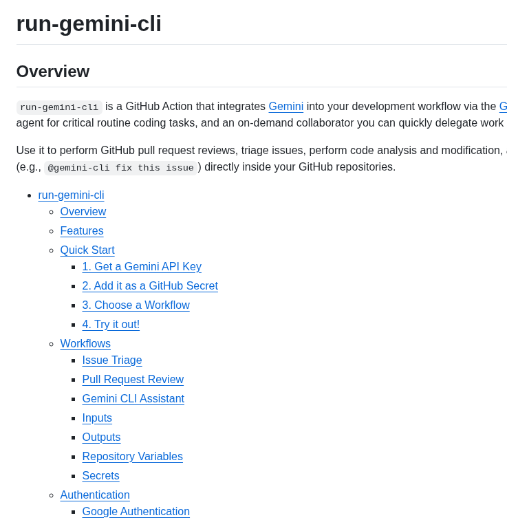 Google Github Actions Run Gemini Cli screenshot