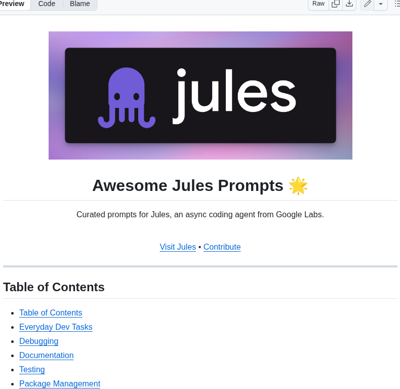 Google Labs Code Jules Awesome List screenshot