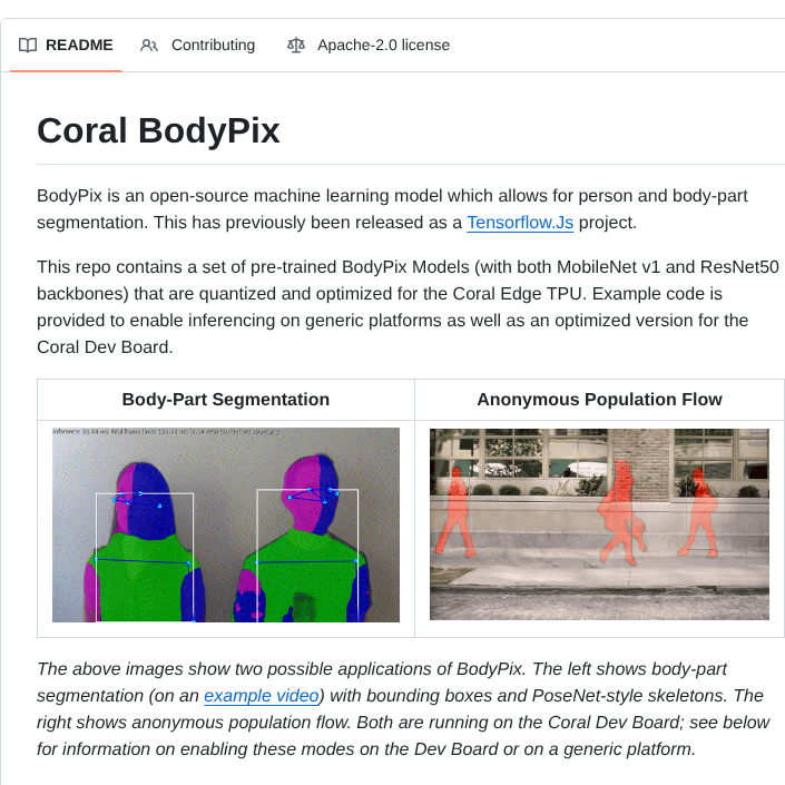 Google Coral Project Bodypix screenshot