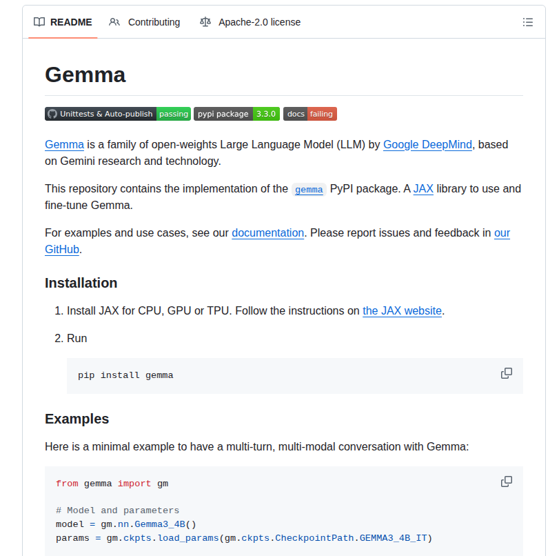 Google Deepmind Gemma screenshot