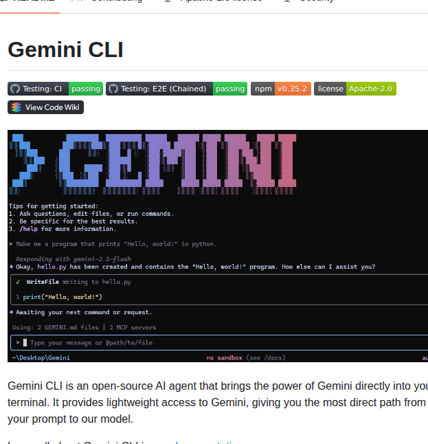 Google Gemini Gemini Cli screenshot