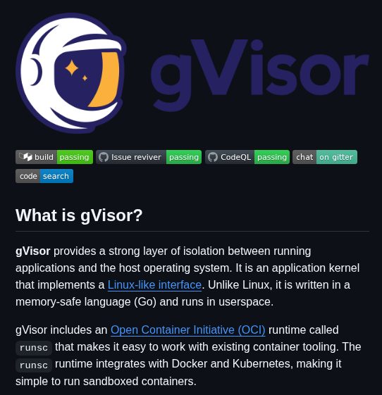 Google Gvisor screenshot