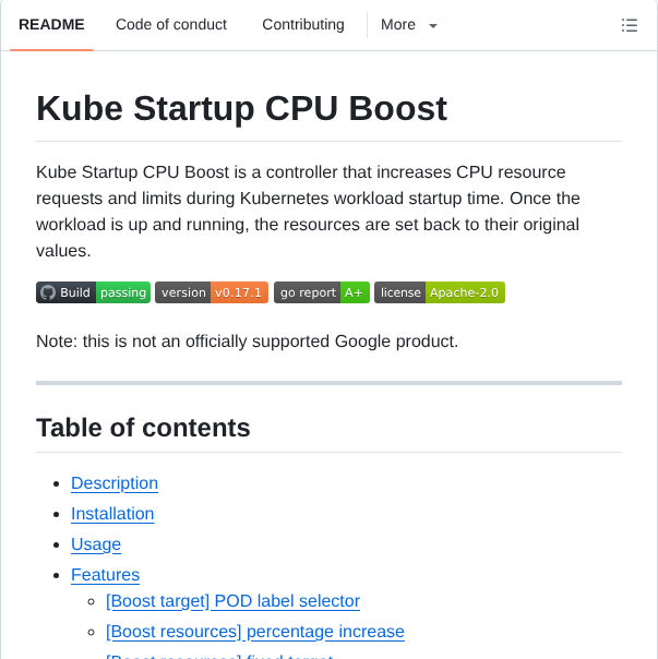 Google Kube Startup Cpu Boost screenshot