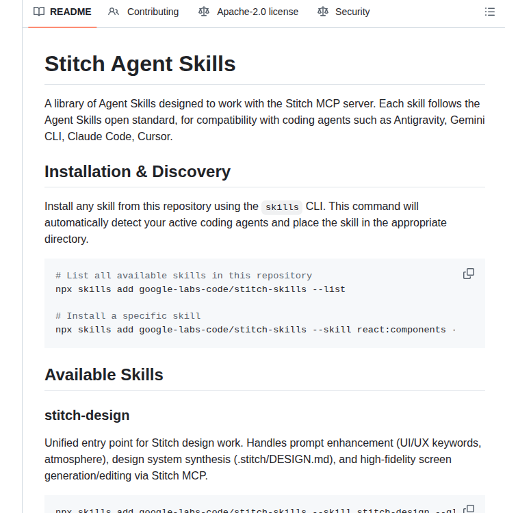 Stitch Skills：Google LabsのAgent Skillsでコーディングエージェントのスキルを再利用 - AIツール解説