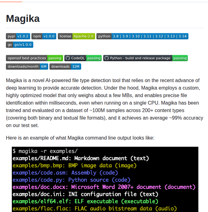 Google Magika screenshot