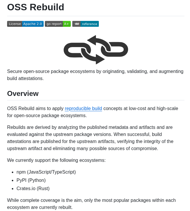 Google Oss Rebuild screenshot