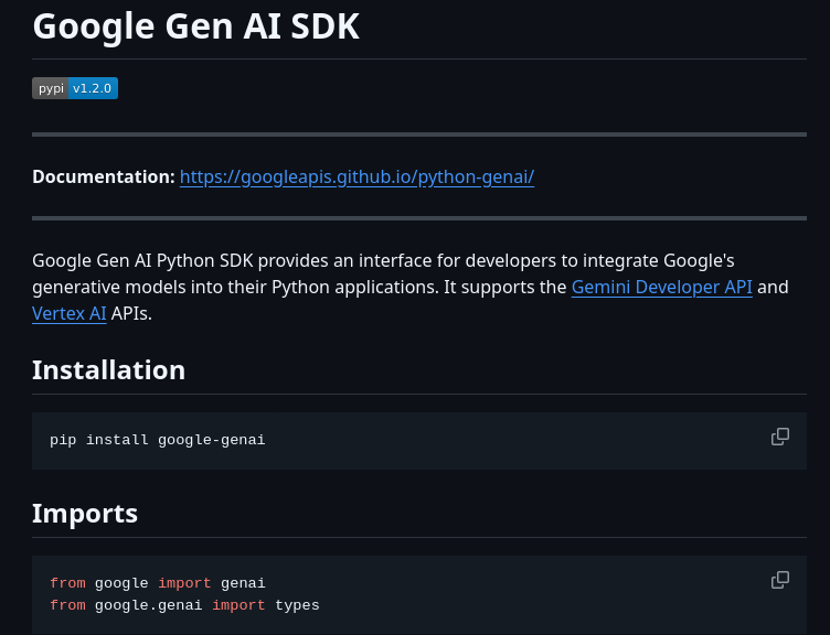 Googleapis Python Genai screenshot