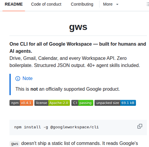Googleworkspace Cli screenshot