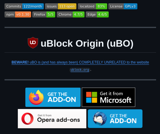 Gorhill Ublock screenshot