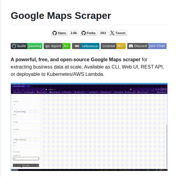 Gosom Google Maps Scraper screenshot