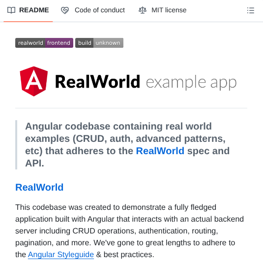 Gothinkster Angular Realworld Example App screenshot