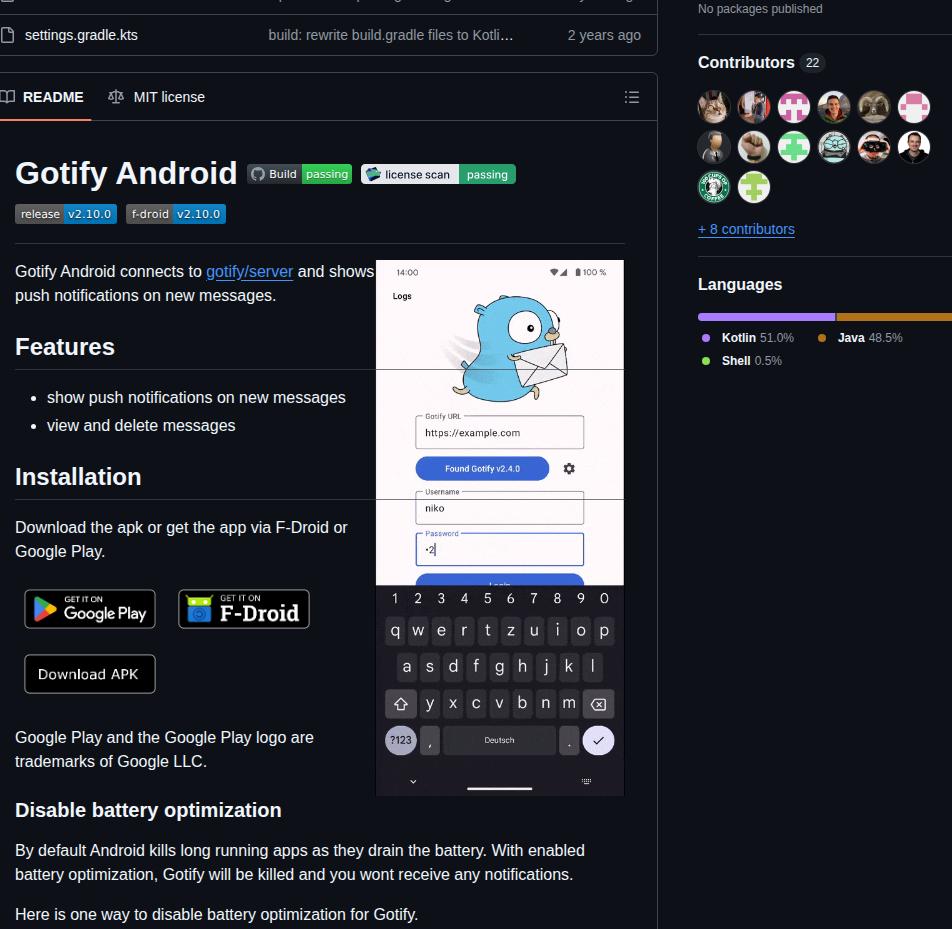 Gotify Android screenshot