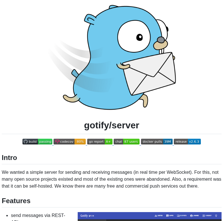 Gotify Server screenshot