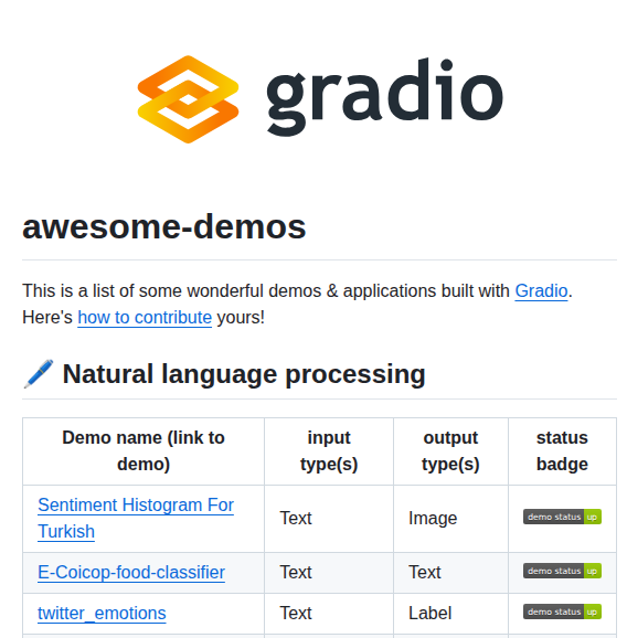 Gradio App Awesome Demos screenshot
