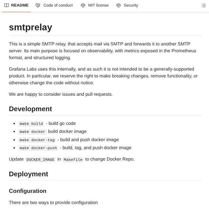 Grafana Smtprelay screenshot