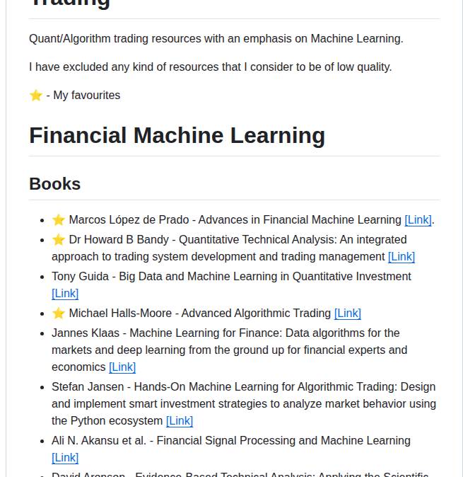Grananqvist Awesome Quant Machine Learning Trading screenshot