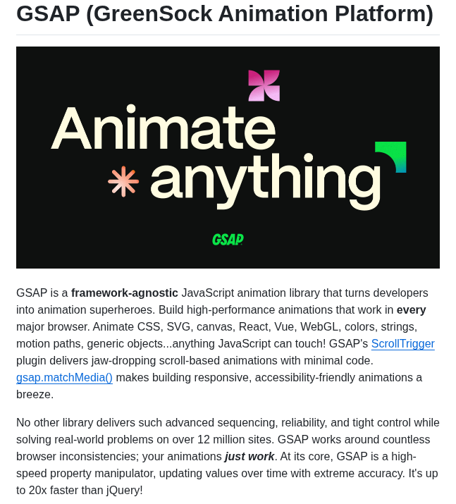 Greensock Gsap screenshot