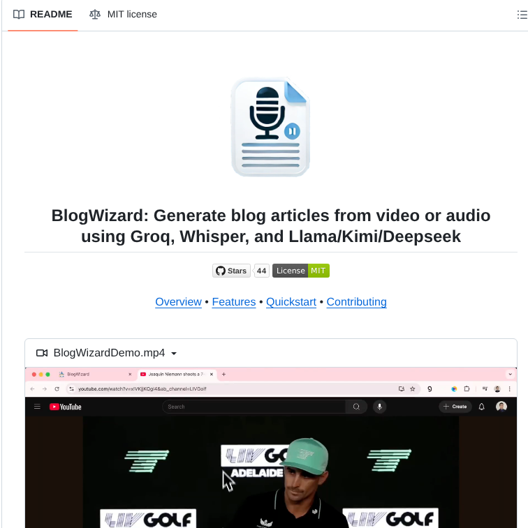 Groq Blogwizard screenshot