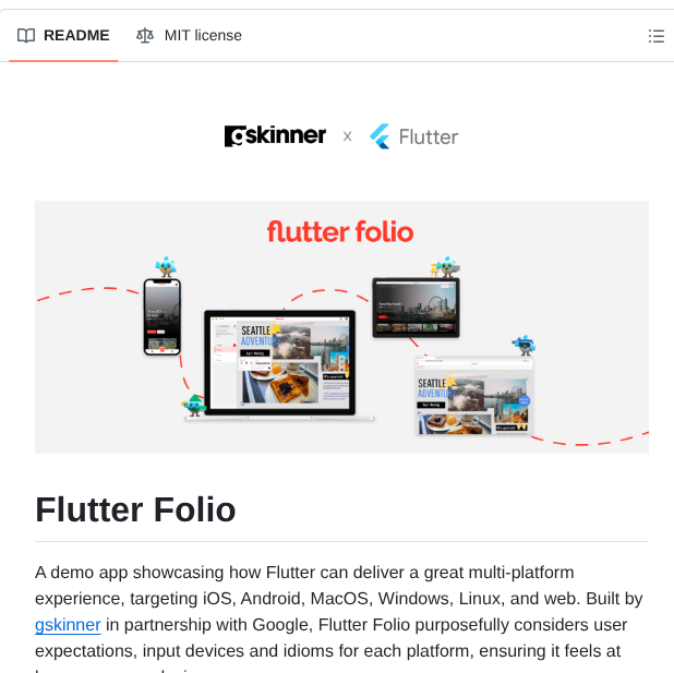 Gskinnerteam Flutter Folio screenshot