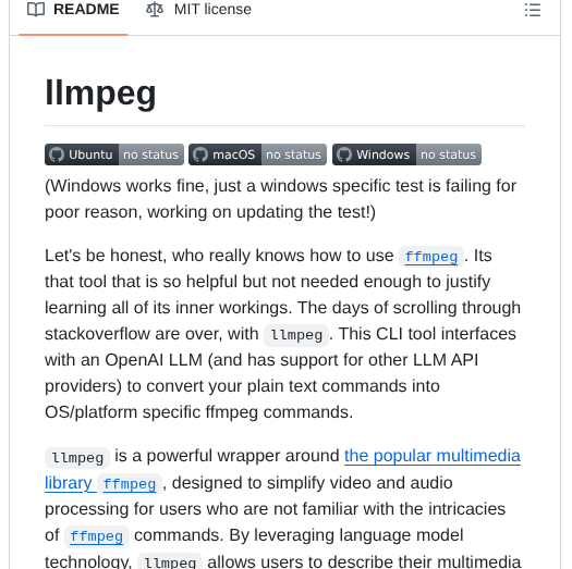 Gstrenge Llmpeg screenshot