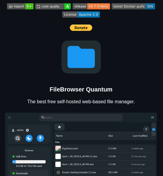 Gtsteffaniak Filebrowser screenshot