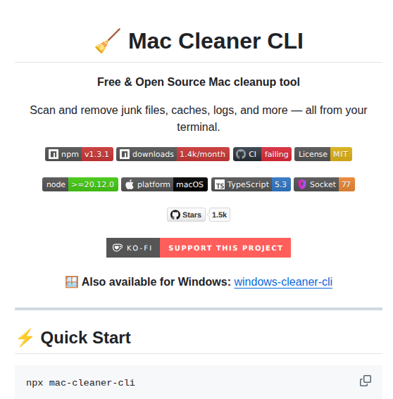 Guhcostan Mac Cleaner Cli screenshot