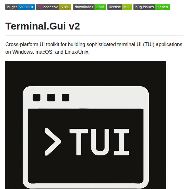 Gui Cs Terminal.gui screenshot