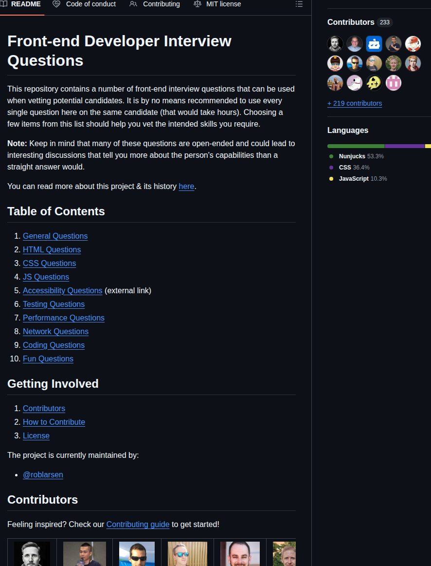 H5bp Front End Developer Interview Questions screenshot