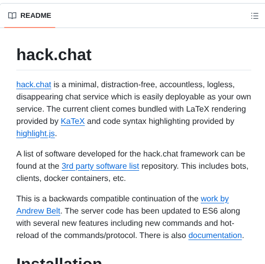 Hack Chat Main screenshot