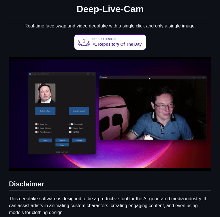 Hacksider Deep Live Cam screenshot