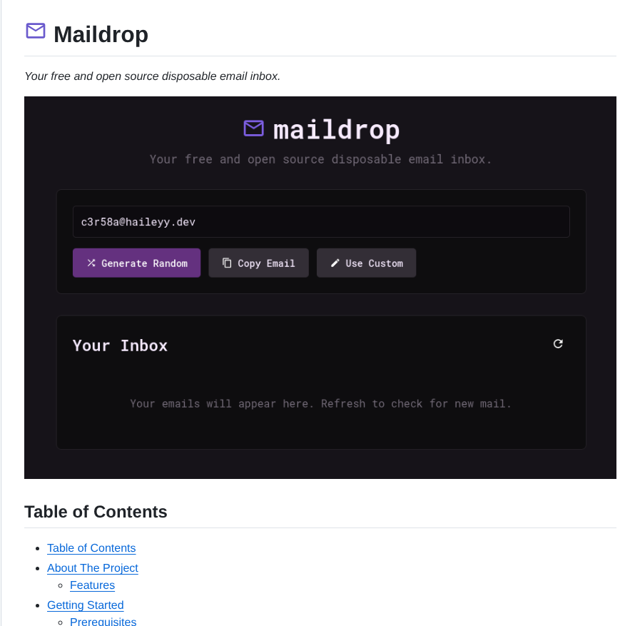 Haileyydev Maildrop screenshot