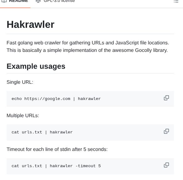 Hakluke Hakrawler screenshot