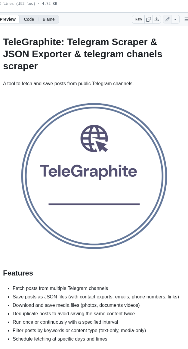 Hamodywe Telegram Scraper Telegraphite screenshot
