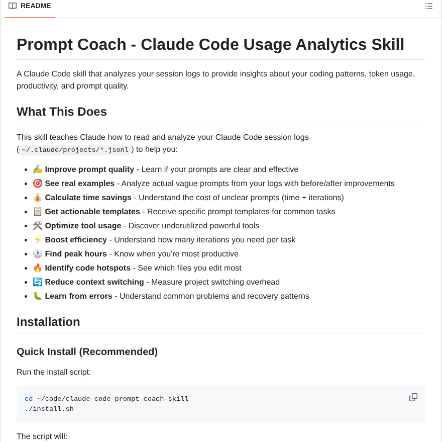 Hancengiz Claude Code Prompt Coach Skill screenshot