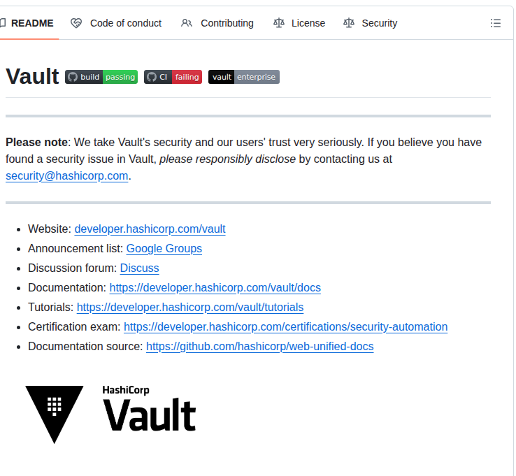 Hashicorp Vault screenshot