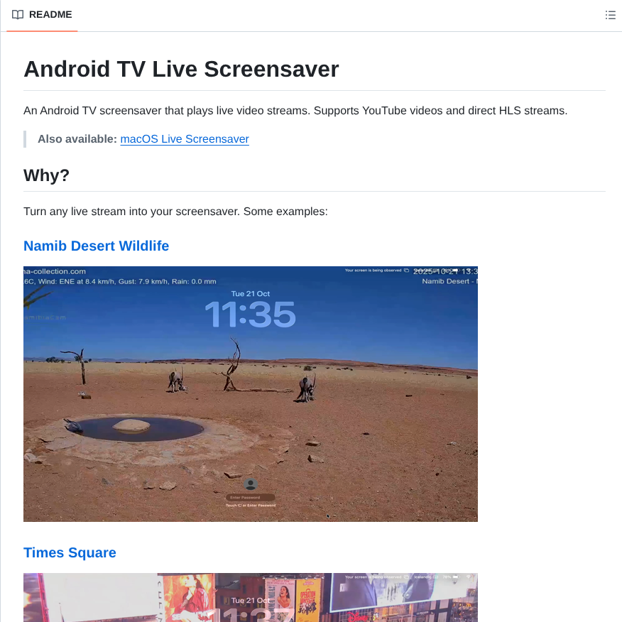 Hauxir Androidtv Live Screensaver screenshot