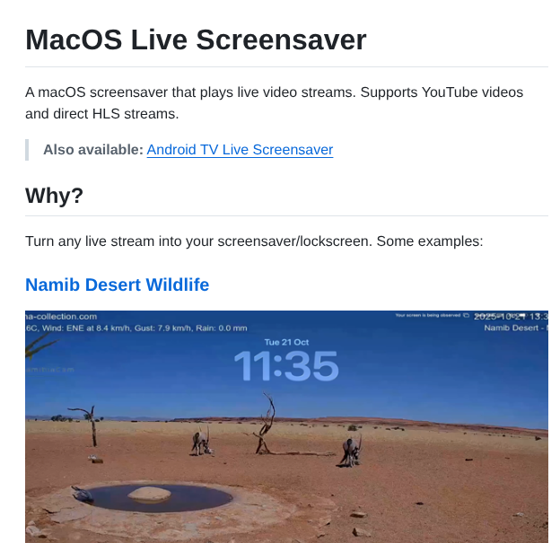 Hauxir Macos Live Screensaver screenshot