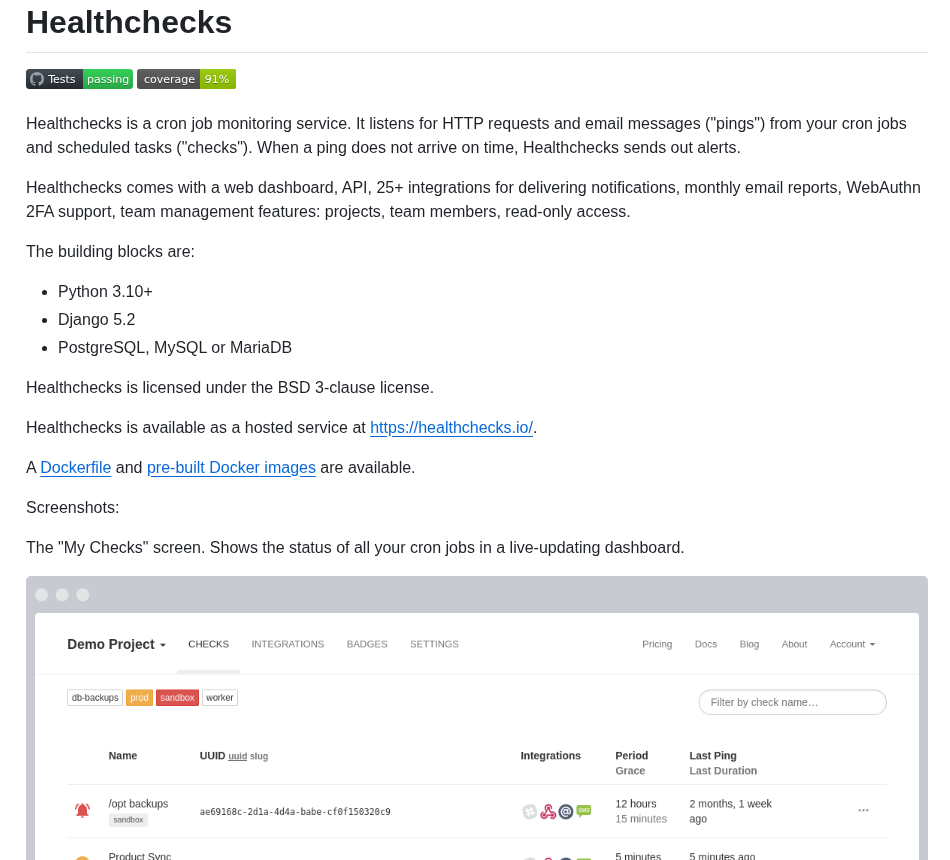 Healthchecks Healthchecks screenshot