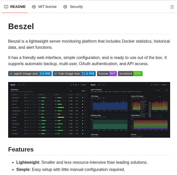 Henrygd Beszel screenshot