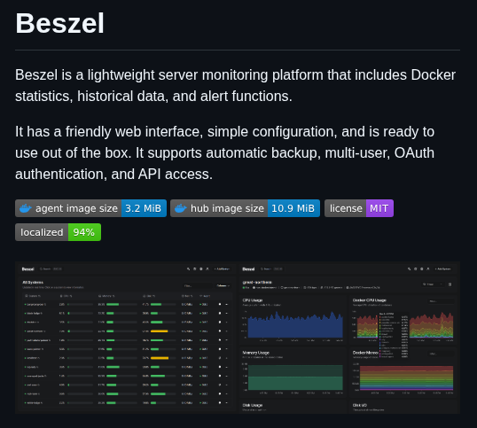 Henrygd Beszel screenshot