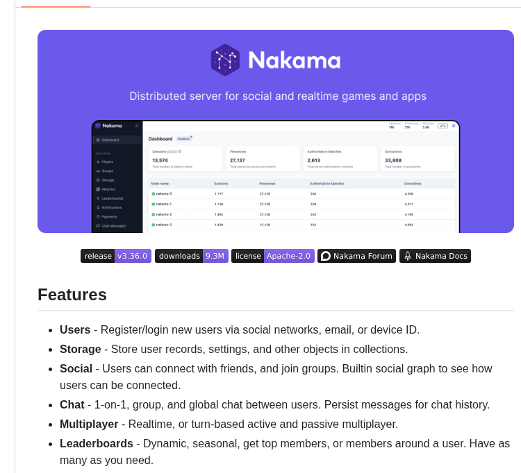 Heroiclabs Nakama screenshot