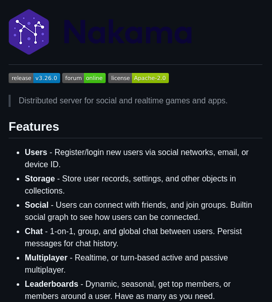 Heroiclabs Nakama screenshot