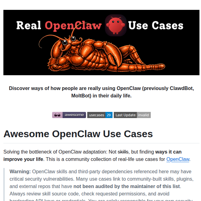 Hesamsheikh Awesome Openclaw Usecases screenshot