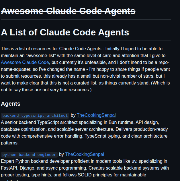 Hesreallyhim A List Of Claude Code Agents screenshot