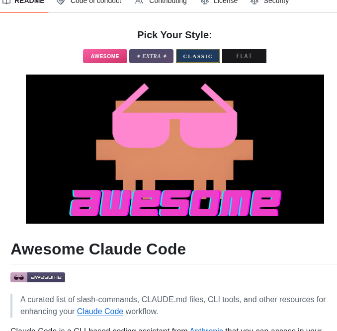 Hesreallyhim Awesome Claude Code screenshot