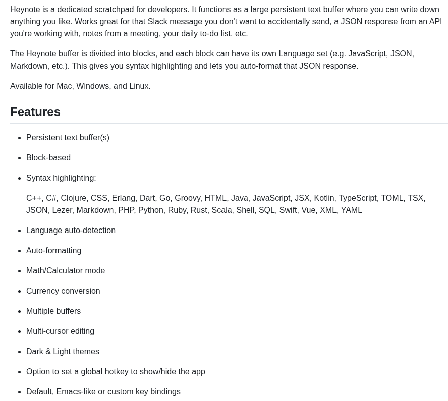 Heyman Heynote screenshot