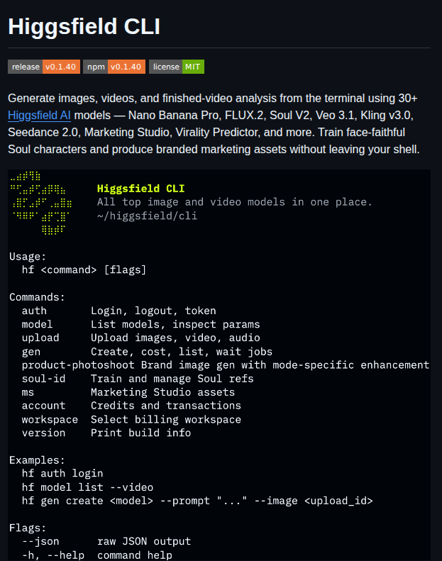 Higgsfield Ai Cli screenshot